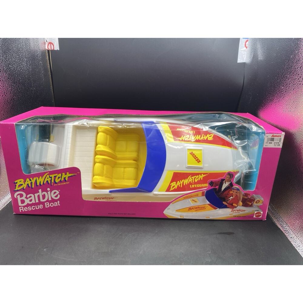 Barbie BAYWATCH Rescue Boat White Motorboat Lifeguard 1994 Mattel 67207 NOS